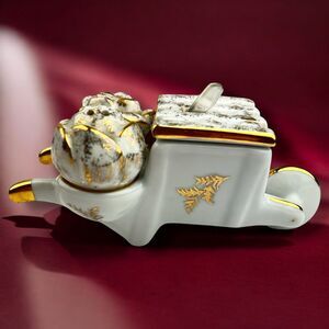 Vintage Porceliane de France Rosette Wheelbarrow Mont Saint Michel Condiment Set